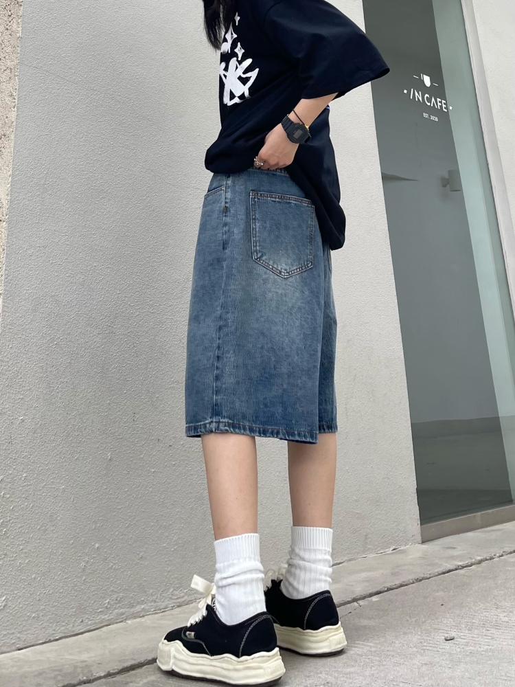 Y2K Wide Leg Trousers Vintage Jeans Women  American Streetwear Casual Washed Pants Korean Fashion Oversize Summer Denim Shorts