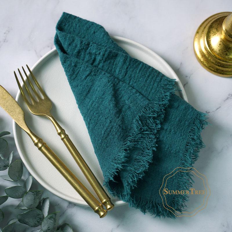 20PCS Napkins 41x41CM Cotton Cloth Gauze Retro Burr Rustic Kitchen Tea Towel Wedding Party Dinner Christmas Napkin Table Decor
