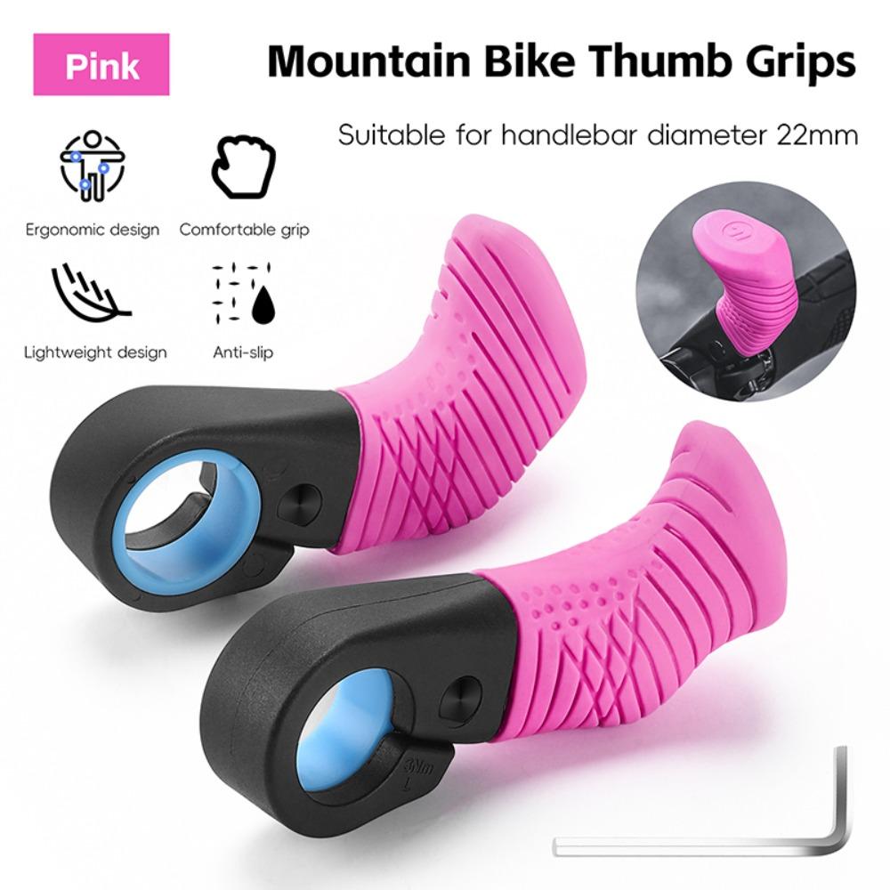

1 Pair Ergonomic Bicycle Thumb Grips Wear-Resistant Handlebar Rest Premium MTB Bike Grips Cycling рожевий