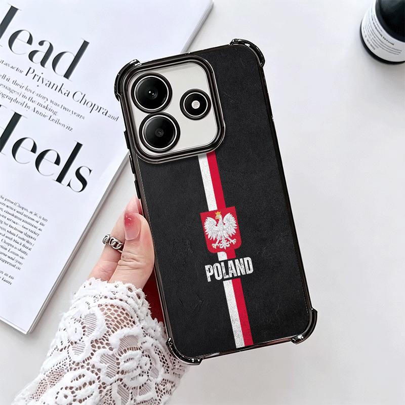 Poland Flag White Red Soft Phone Case For Xiaomi Redmi Note 14 15 Pro Plus 13 12 11S 11T 5G 10 9S 9 Plating Anti-Fall Fundas