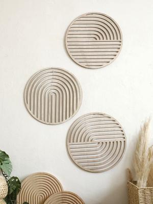 Decor de Perete Suspendat din Lemn Natural Artă de Perete Decor Decor Suspendat de Perete cu Valuri de Apă Decor de Perete Accent de Perete Boho pentru Sufragerie