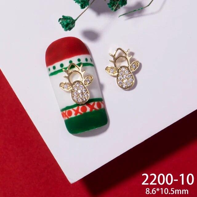2pcs 3D Alloy Christmas Tree Bells Nail Art Zircon Pearl Metal Manicure Nails Accessories DIY Nail Decorations Supplies Charms