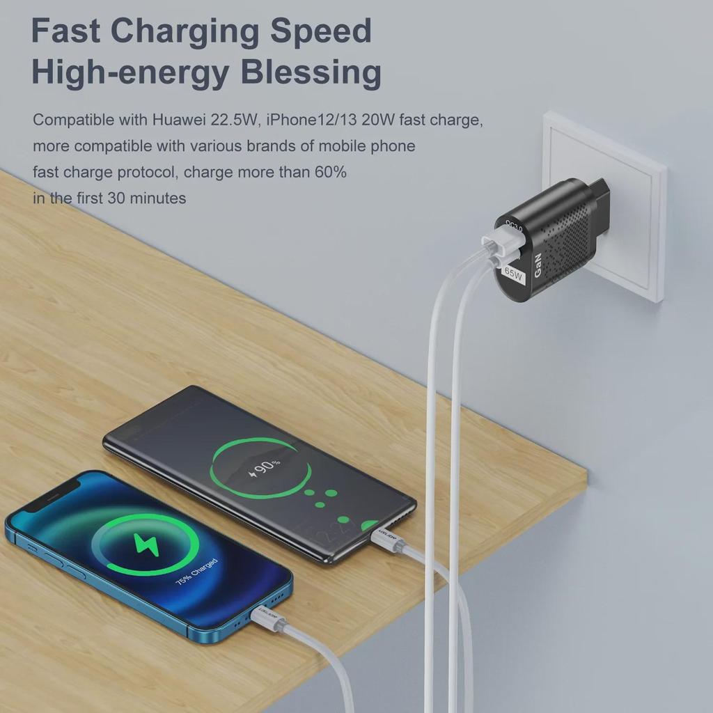 65W GaN Universal Fast Charger for Laptops QC3.0