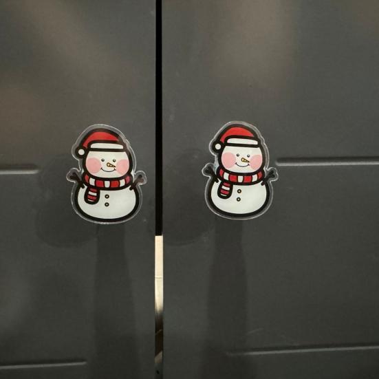 Christmas Cabinet Knob Cover Cute Santa Claus/Christmas Tree/Snowman Stretch Over Hardware Decoration for Kitchen Bathroom Dresser Wardrobe Decor