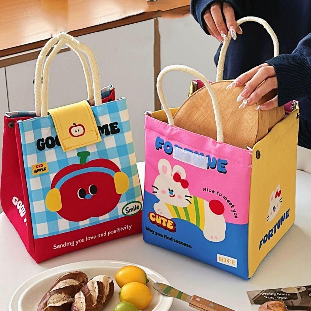 Waterproof Cartoon Thermal Tote With Handle Insulated Storage Pouch Cute Lunch Box Bag Picnic