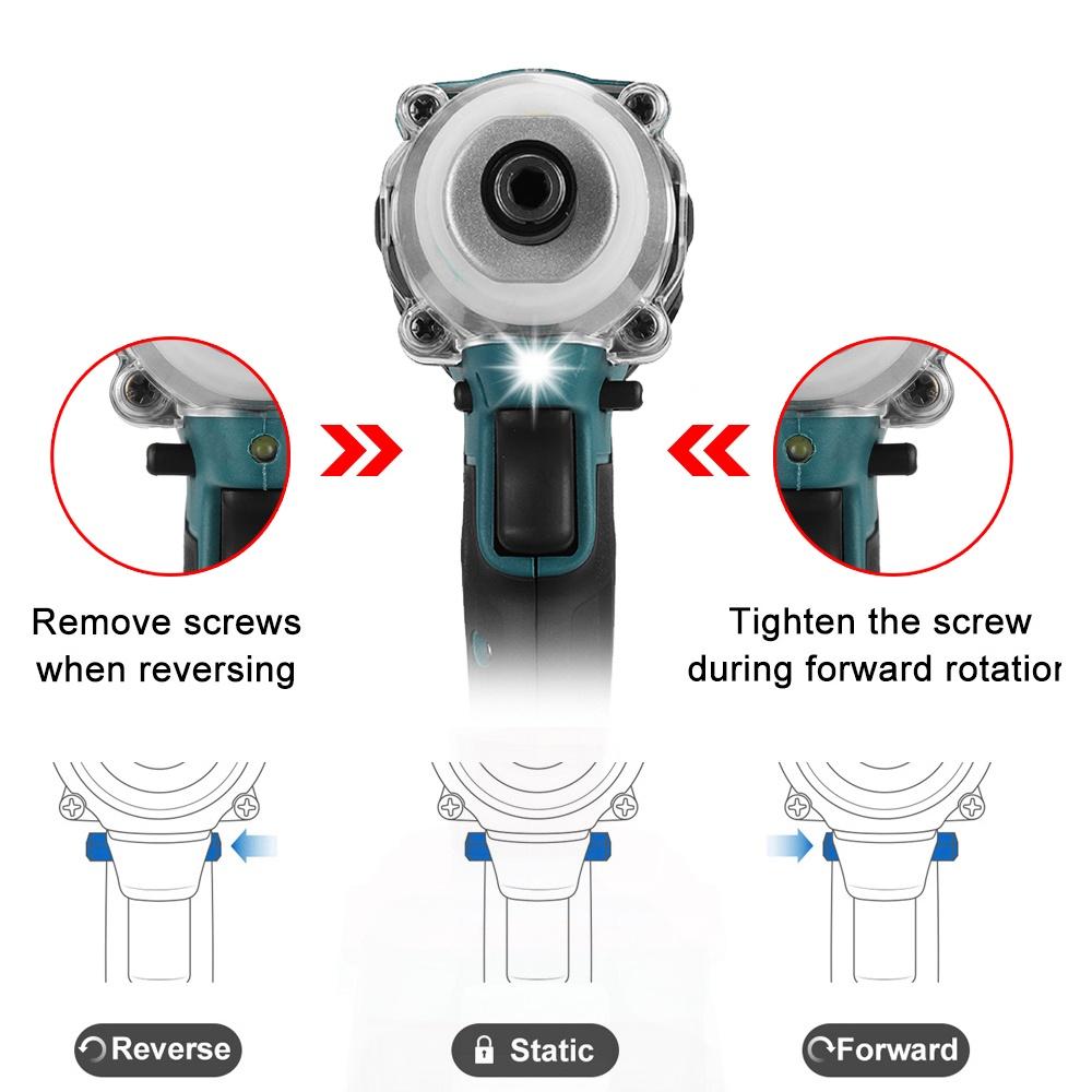 388vf 800N.M Brushless Cordless Electric Impact Driver 1/4"" Screwdriver Driver Wrench Power Tools with 2 Battery