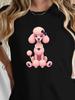 Pink Poodle with Black Bow and Pearl Heart Necklace T-shirt