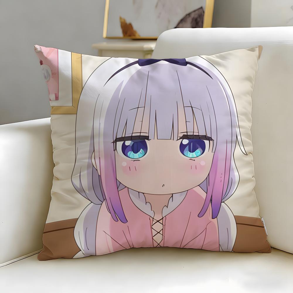 anime Miss Kobayashis Dragon Maid Cushion Cover Soft  EasyWash Pillow Case  Versatile for Couch Bed Travel and Office