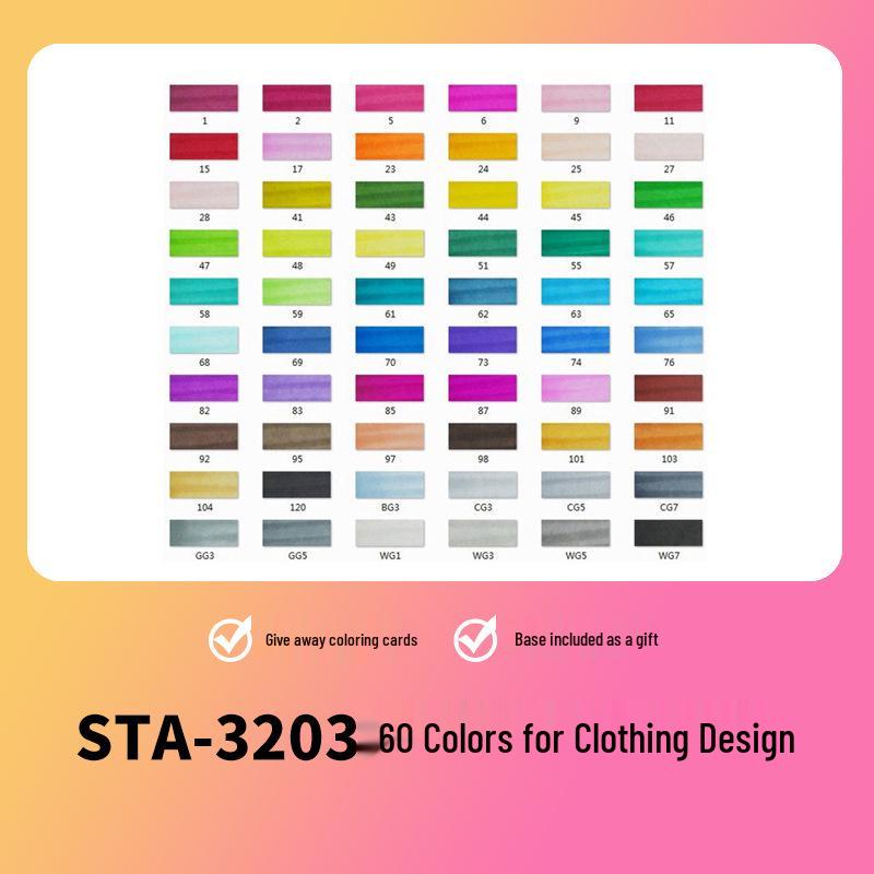 Sta 3203 Double-Ended Quick-Drying Oil-Based Marker Pen Set for Student Art & Indoor Design