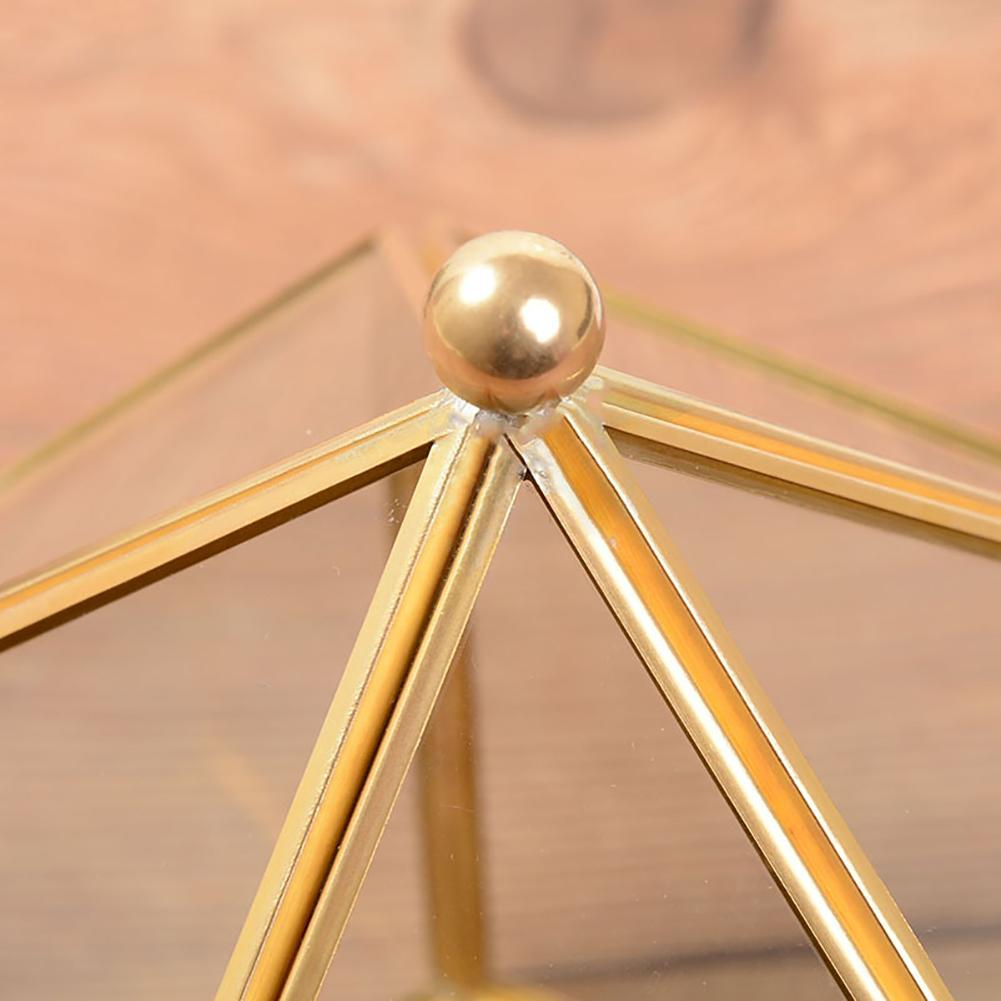 Nodic Pentagonform Geometrisk Transparent Glas Blomsterrum Glas Ringask Vigselring Smycken