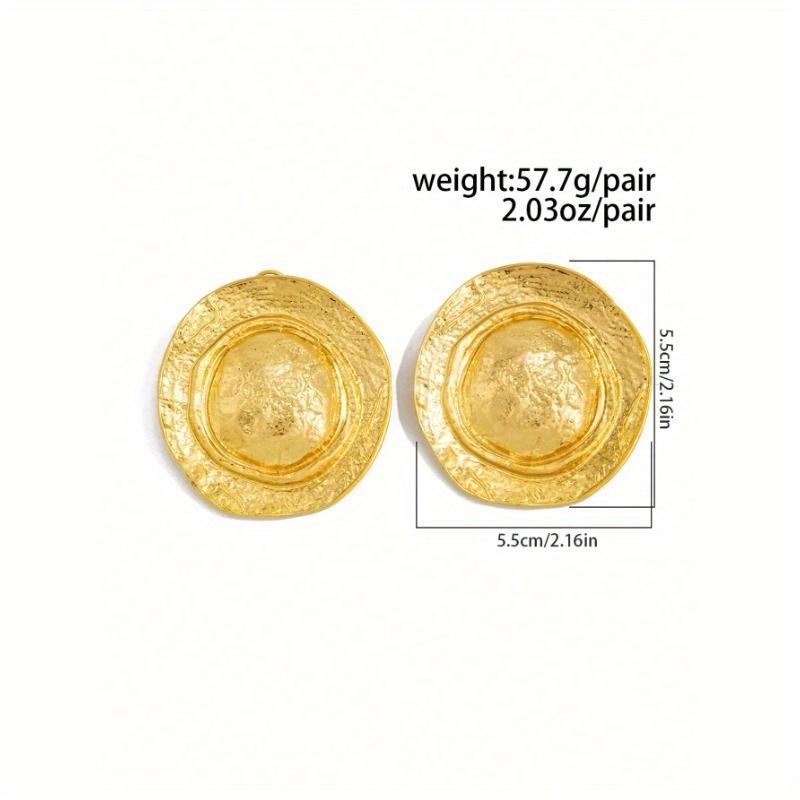 1 Pair Retro Exaggerated Punk Metal Hat Earrings, Minimalist Thick & Unique Gold Earrings, Suitable for Women's Daily and Party Wear