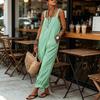 Loose Striped Wide Leg Jumpsuit for Women, Square Neck Sleeveless Wide Leg Rompers with Pockets, Casual Summer One Piece Outfit