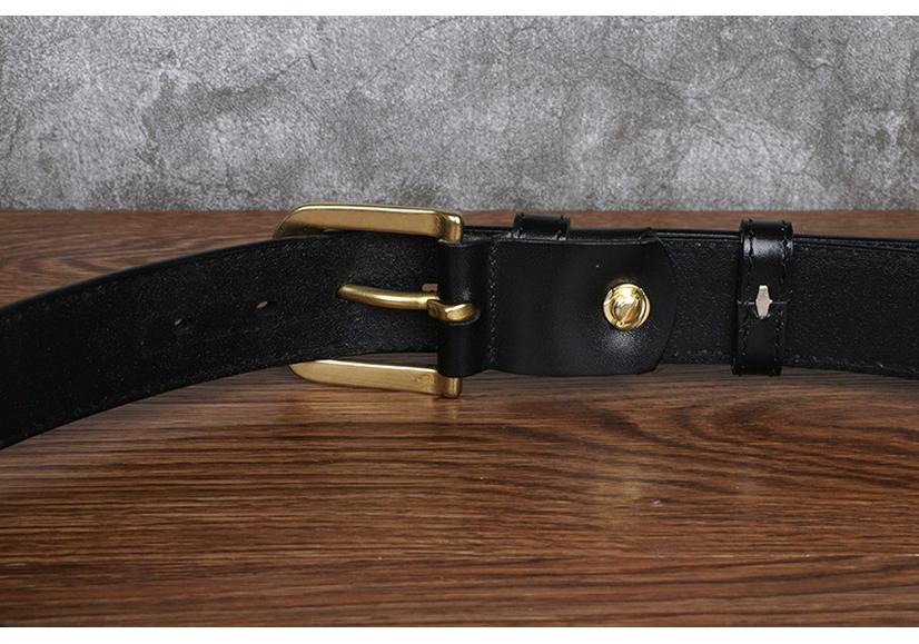 Men's Genuine Leather Woven Belt with Pure Copper Pin Buckle - Retro Casual Style