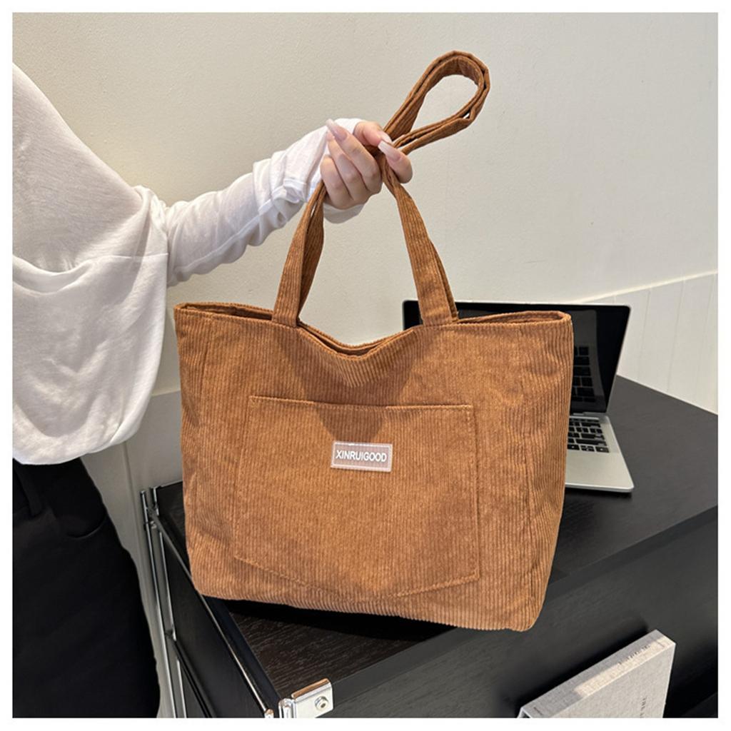 Ladies Bag Corduroy Shoulder Bag Tote Bag Handbag For Casual Outings Travel Office