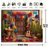 2D Mexican Fiesta Backdrop, Cinco De Mayo Cactus Guitar Photography Background