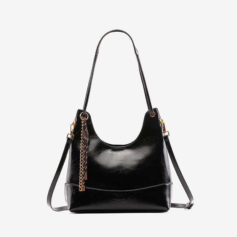 Large capacity Tote Bag Oil wax leather retro commuter commuter bag