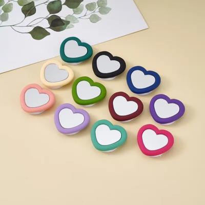 2 in 1 Silikon 3D Liebesherz Handyhalter & Mini-Spiegel Desktop Fauler Faltbarer Handy Ständer für Smartphone Hülle Zubehör