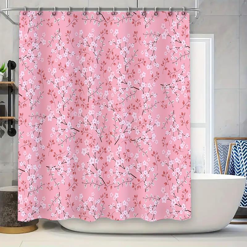 

Floral Shower Curtain Botanical Flowers Patterned Fabric Bathroom Decor Washable Waterproof Vintage Farmhouse Style Home W60H190(CM)-1 Pcs