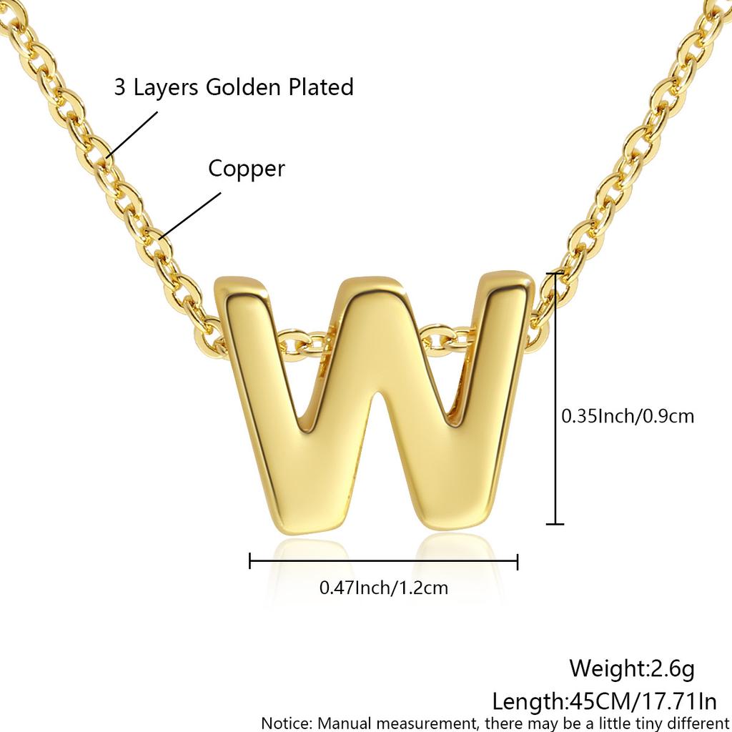 26 Large Capital English Letter Necklace Polished Smooth Hole-Punched Pendant Fine Chain Women's Item