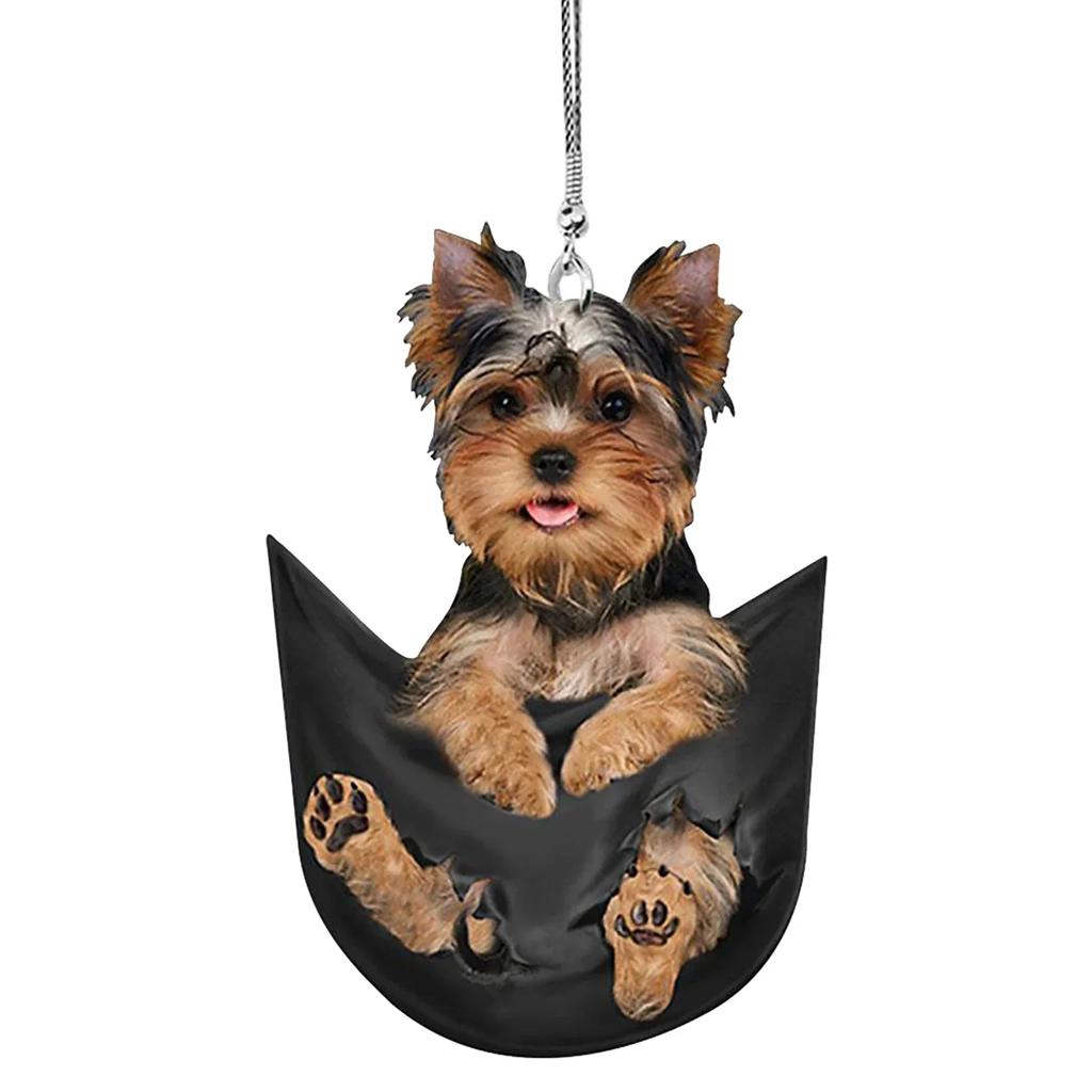 Car Pendant Cute Pet Mini Puppy Shape Interior Ornament Hanging Rearview Mirror Car Hanging Toy Gift Car Accessories Tools New