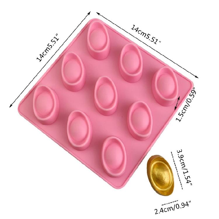 9 Cavities Silicone DIY Chocolate Mould Cake Mould Mouse Moulds Gold Ingot Shape