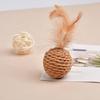1 Set Cat Toy Felt Sisal Rattan Ball Cat Scratching Post with Bell Feather Large Size Furniture Protection Cat