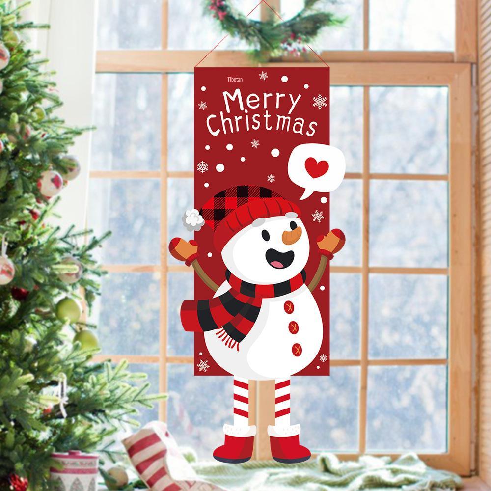 Striscione Appeso Decorazione Murale con Bambola Cartone Animato di Natale e Gambe Lunghe