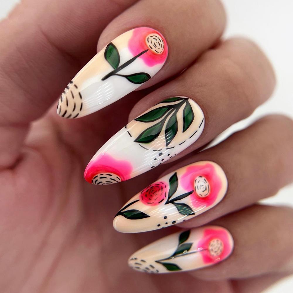 24 Peças Unhas Postiças Amêndoa Fosca Com Cola Gradiente Preto Brilho Borboleta Unhas Falsas Para Outono Inverno