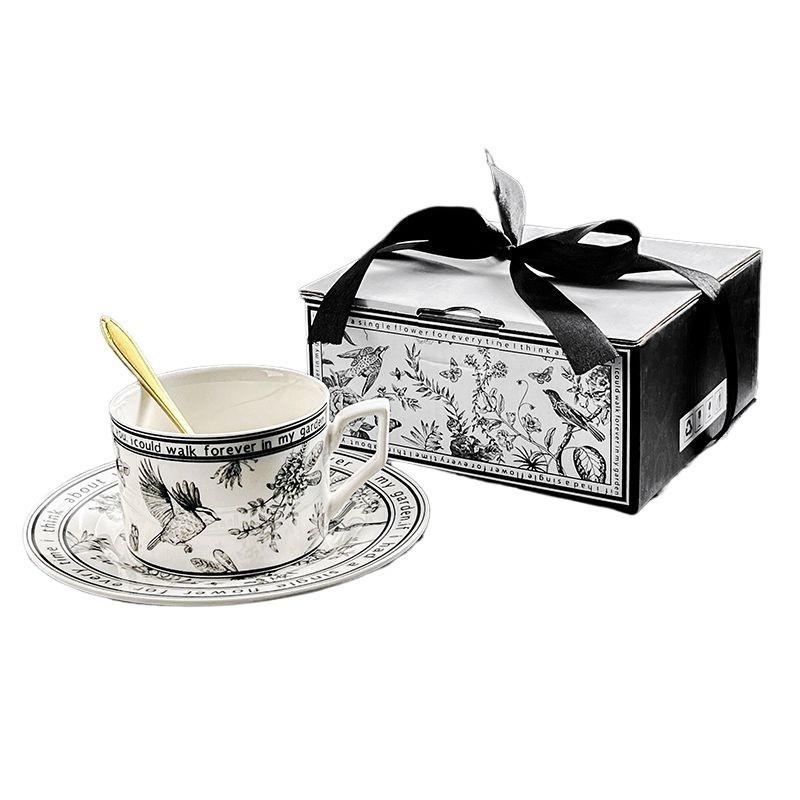 Pinellia flower coffee cup and plate set in a small fragrant cup, with handle, Nordic style, with high aesthetic value