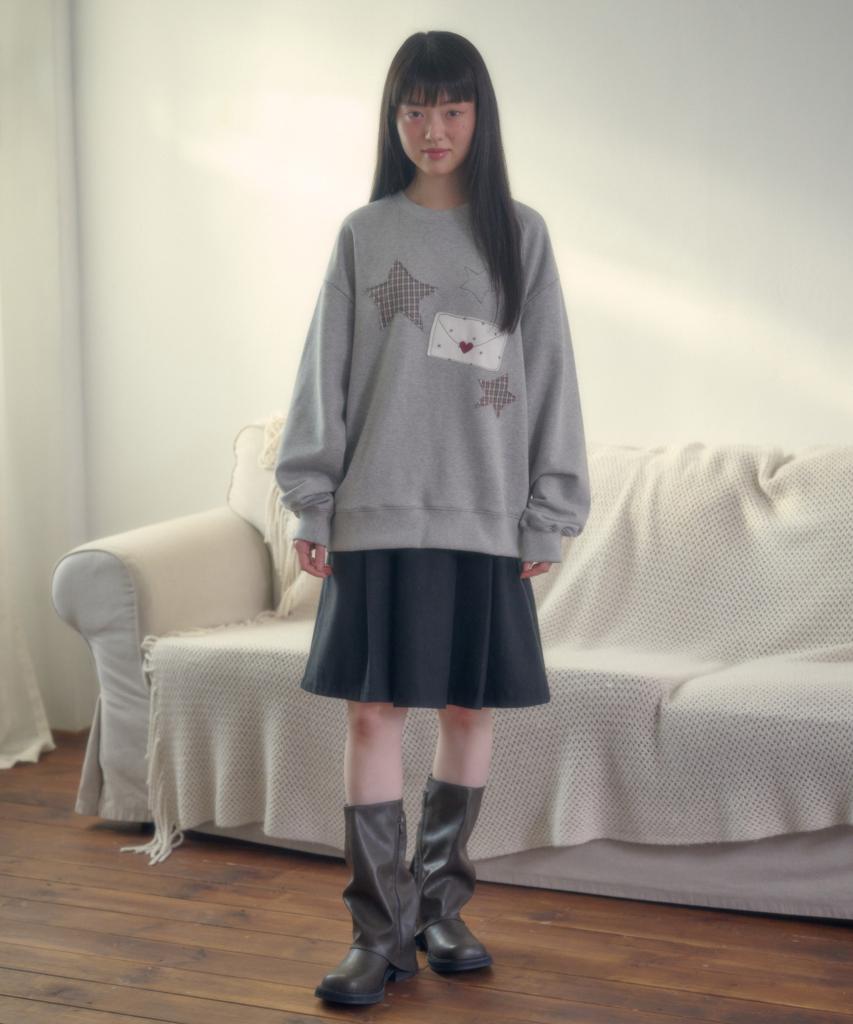 AMBLER By Letter Applique Embroidered Sweatshirt Amm1403 (Melange)