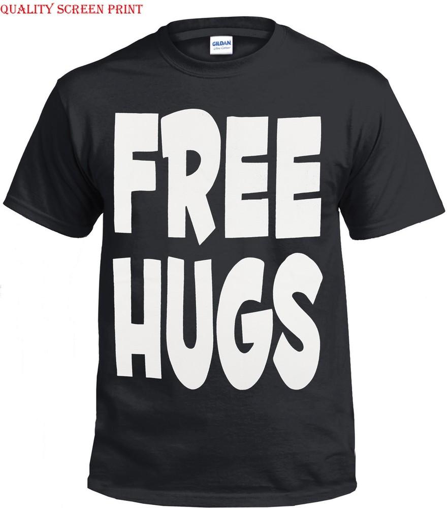 FREE HUGS T-shirt FUNNY JOKE HUMOUR COOL NOVELTY PRESENT GIFT PARTY XMAS TOP