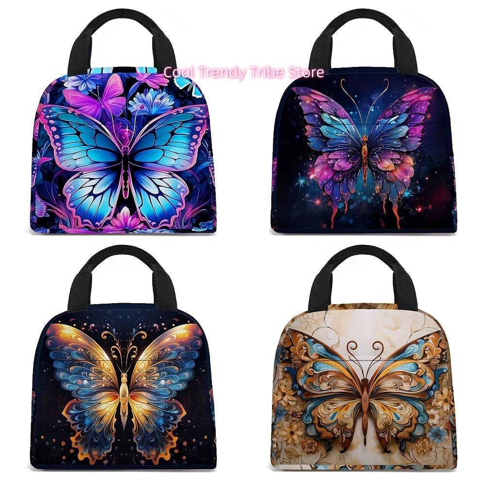 Lunch Bag with Butterfly Design, Insulated Tote for Work, Travel, And Picnics, Suitable for Back to School, Safe for Non-Food It