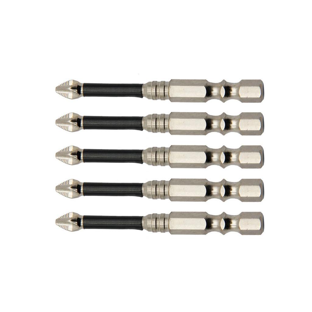 5 Stück Schlagschrauber-Bit-Set mit magnetischen Kreuzschlitzköpfen, elektrische Schraubendreher-Bits aus legiertem Stahl, rutschfest, lange Bohrer