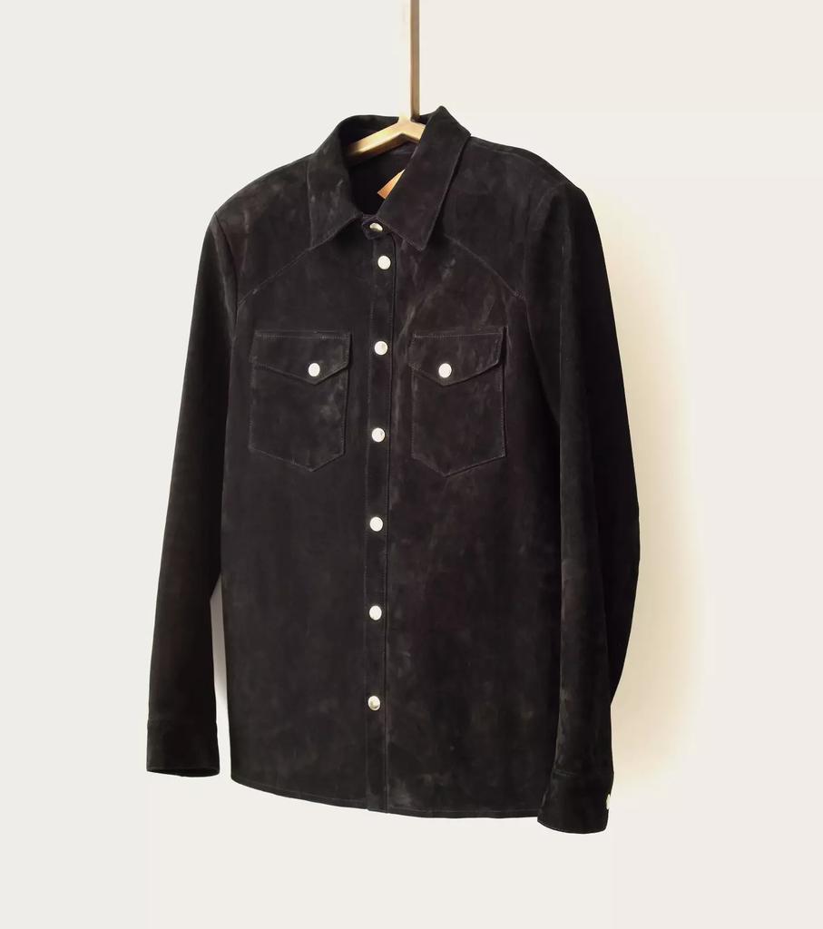 Pánské trendy černé kožené košile z pravé jehněčí kůže pro volný čas a párty