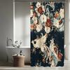 1pc Crane and Floral Pattern Shower Curtain, Comfortable Bathroom Decor, Polyester Fabric with 12 Hooks, 70. 8x70. 8 Inches