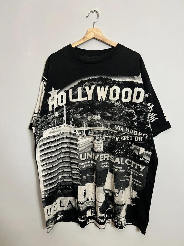Rare Vintage 1996 1990s Hollywood All Over Print Unisex T-Shirt