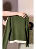 Green Faux Two-Piece Knitted Sweater Dress – Women's Korean Style Plaid Long Dress for Spring & Autumn