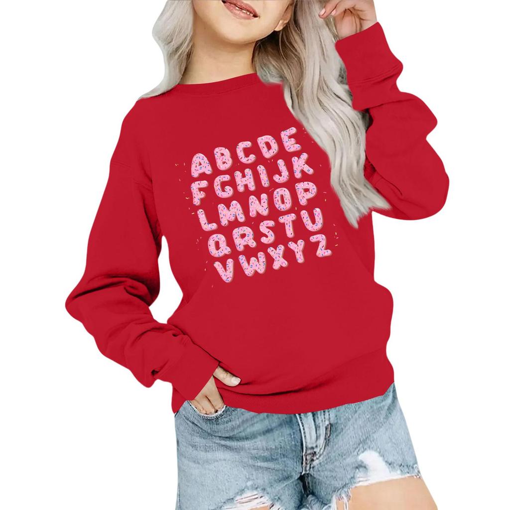 Kids' Fashion Loose-Fit Casual Long-Sleeve Christmas Print Oversized Crewneck Sweatshirt