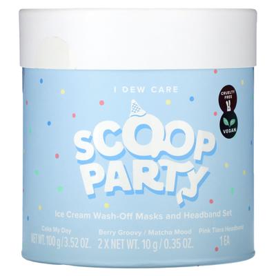 I Dew Care, Scoop Party, Abwaschbare Eiscreme-Maske und Stirnband-Set, 4-teiliges Set