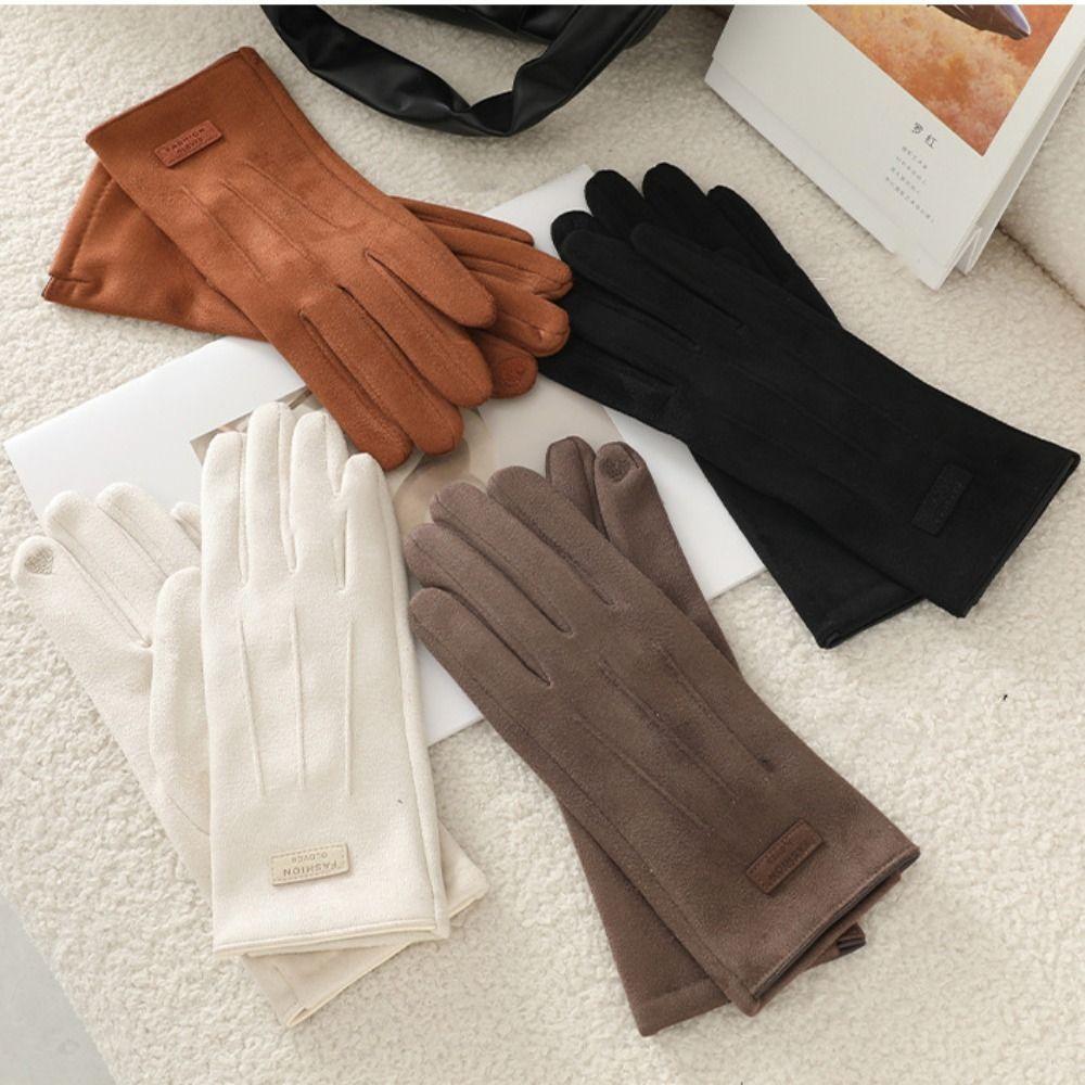 Velvet Winter Cycling Gloves Thick Suede Gloves All-Match Women Mittens  Autumn