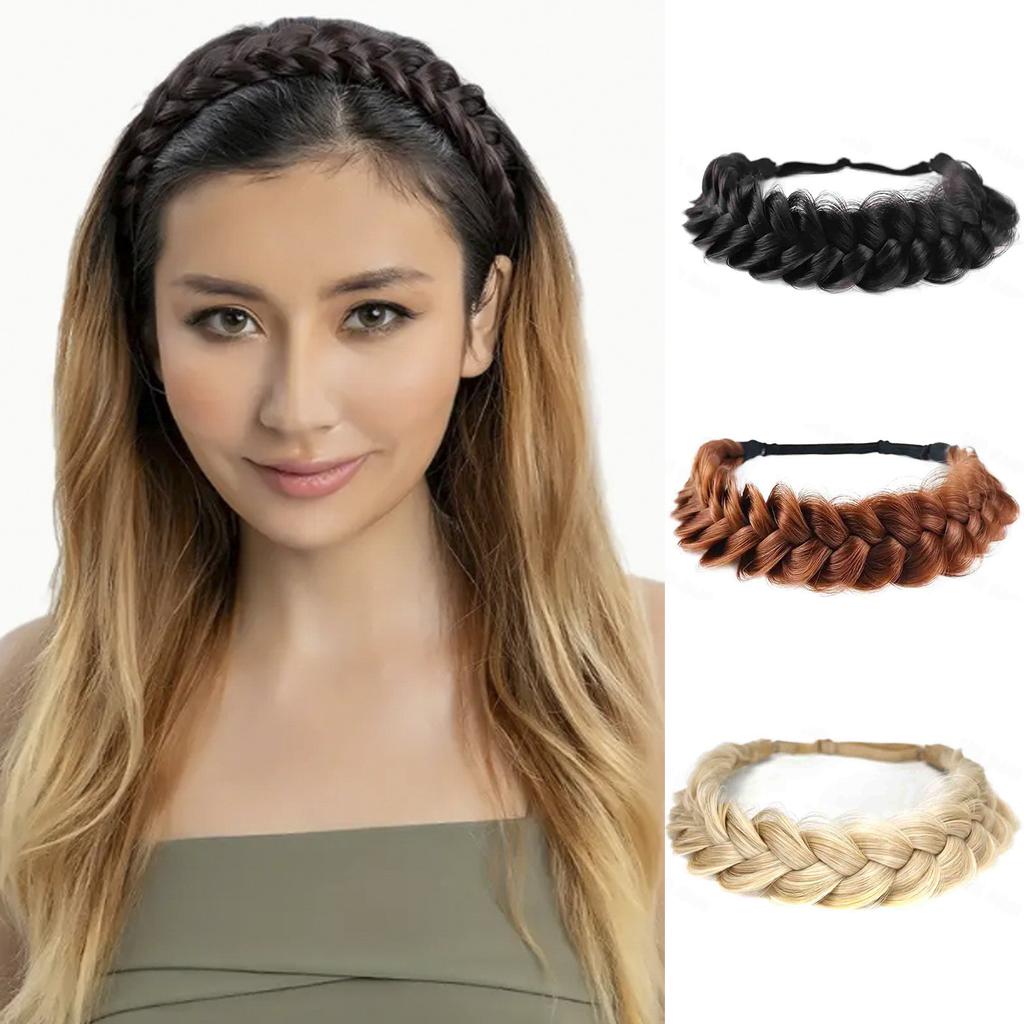 1pc Classic 3-strand Braided Headband Synthetic Wig Headband Natural Real Wig Braids Suitable For Women Girls
