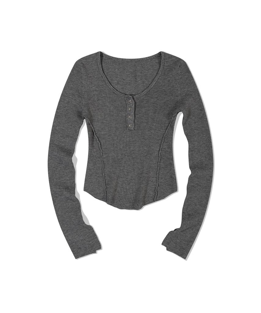 MOAA Seam Line Button Knit (Melange Gray)