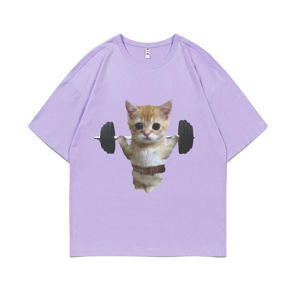 Funny Gym Sam Sulek Cat Graphic Print T-shirts Men Women Cute Fitness Pump Cover Tshirt Male Oversized Meme T Shirt Short Sleeve