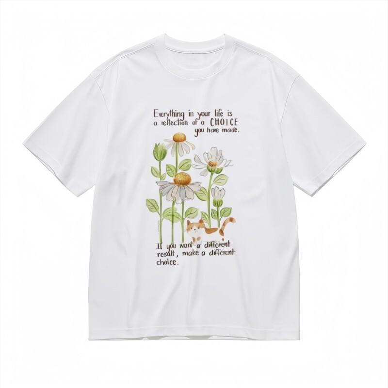 

Women s Breathable Classic T-Shirt Daisy Field Fox Reflection Quote Cotton Tee 3XL