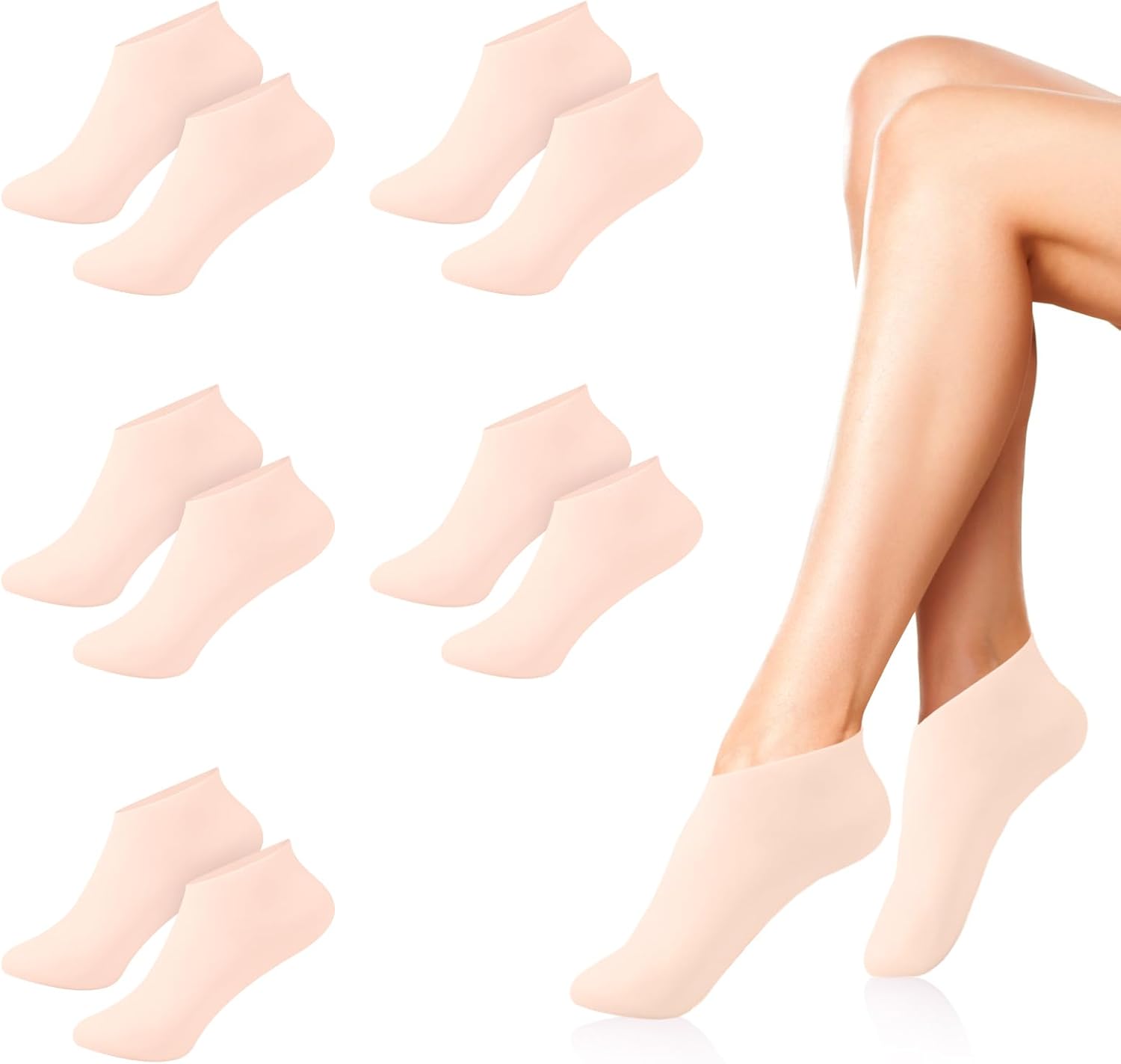 

5 пар силиконовых носков для женщин, силиконовые увлажняющие носки для сухих потрескавшихся ног для женщин, силиконовые носки для ног для ухода за мягкими ногами Skin