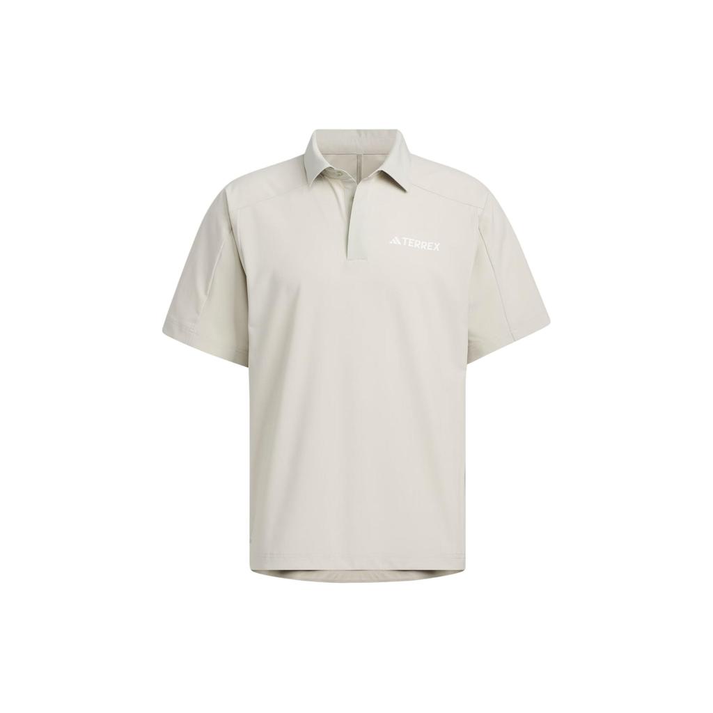 Adidas Woven Aeroready Polo Shirt Solid Color Logo Outdoor Quick-Dry Short Sleeve Polo Men Tops Light-Gray IX0111