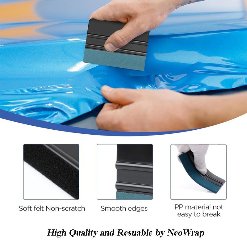 4-inch Suede Felt Squeegee Professional Scratchfree Soft Wet Dry Suede Felt Edge Scraper Vinyl Window Headlight Tint Squeegee
