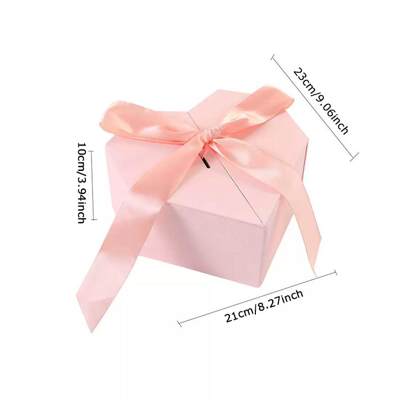 WTEMPO Valentine's Day Luxury Heart-shaped Design Gift Box DIY Foldable Ribbon Bow Paper Box Festive Party Decor Box Daily Presents Packaging Boxes