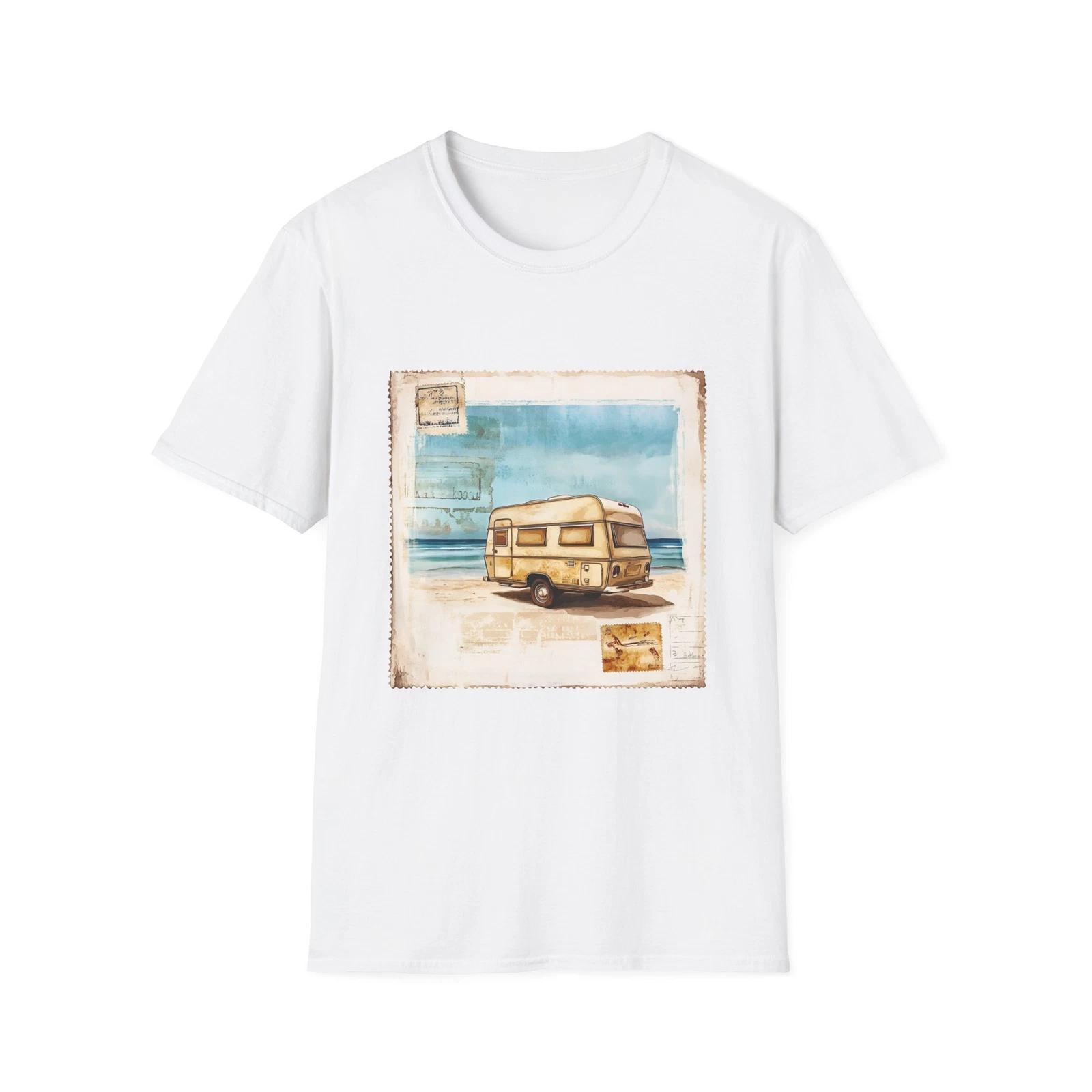 Vintage Camper Unisex Softstyle T-Shirt, Perfect for Travel Lovers, Bohemian S