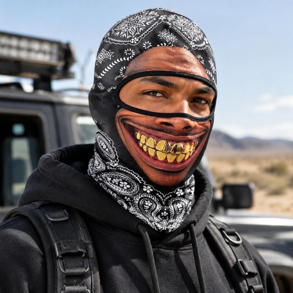 3D Face Printed Old Man Balaclava Face Mask Paisley Print Funny Face Funny Ski Mask Full Coverage Elastic Winter Mask Cover